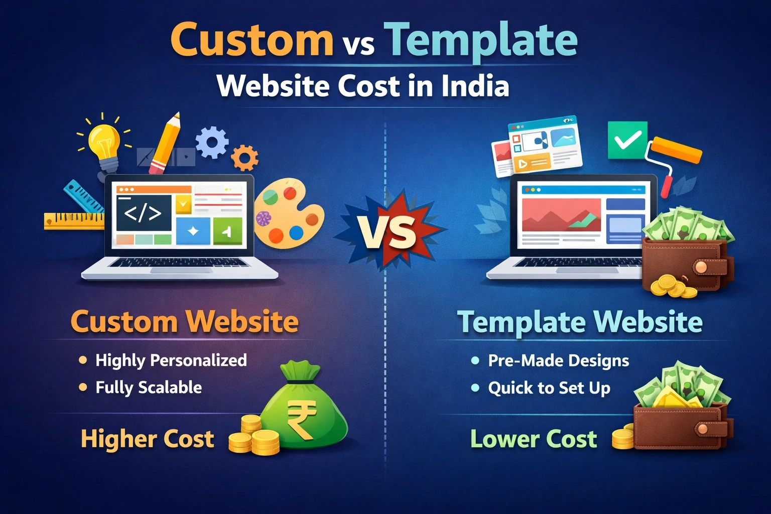 Read more about the article Custom vs Template Website Cost in India: Which Delivers Better Results?