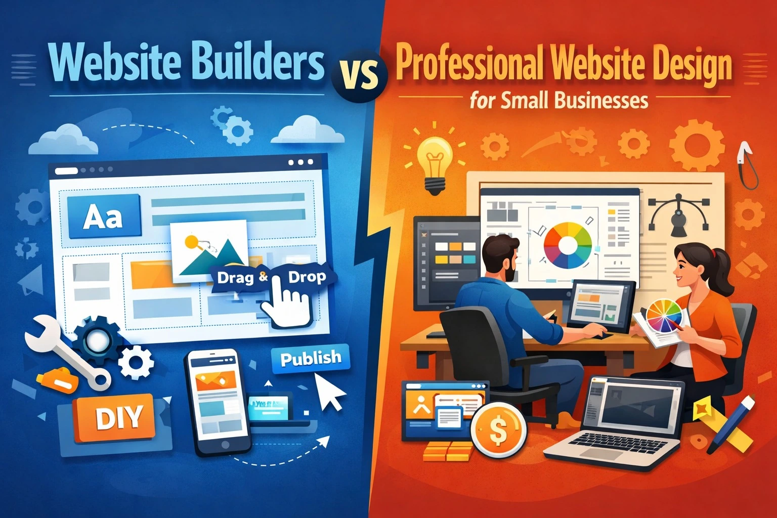 Read more about the article Website Builders vs Professional Website Design for Small Businesses: Which Delivers Real Results?
